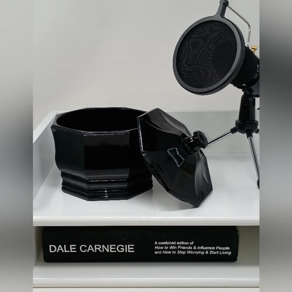 Black Octagonal Decorative Jar